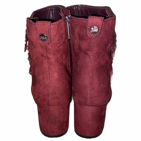 SAM EDELEMAN Vinnie Maroon Red Suede Ankle Booties Size 6.5 - Picture 5 of 9
